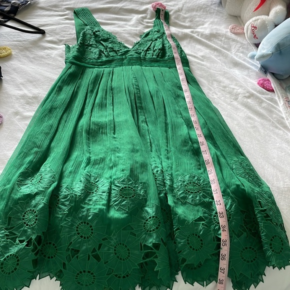 CATHERINE MALANDRINO COCKTAIL DRESS IN EMERALD GREEN SILK, SZ 8 - Picture 10 of 11